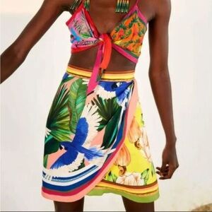 Farm Rio Gorgeous  Scarf wrap Mini Skirt  Multicolor Sz M